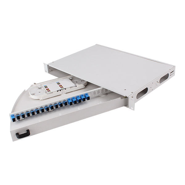 12 Port SC LC 19″ 1U Rack Mounted Fiber Termination Box Enclosure Rotation Type Fibre Optic Patch Panel inside