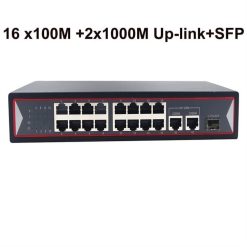 16 Port PoE Switch with 2 Gigabit Uplink and Gigabit SFP