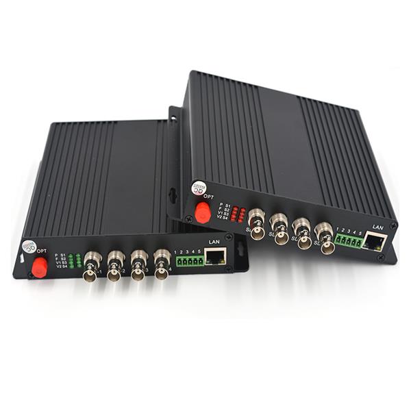 4 Channels HD SDI Video/Audio/Ethernet/Data over Fiber Optic Media Converters Transmitter Receiver