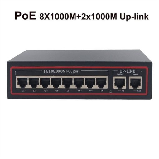8 Ports Gigbit PoE Switch POE 8x1000M+2x1000M Up-Link