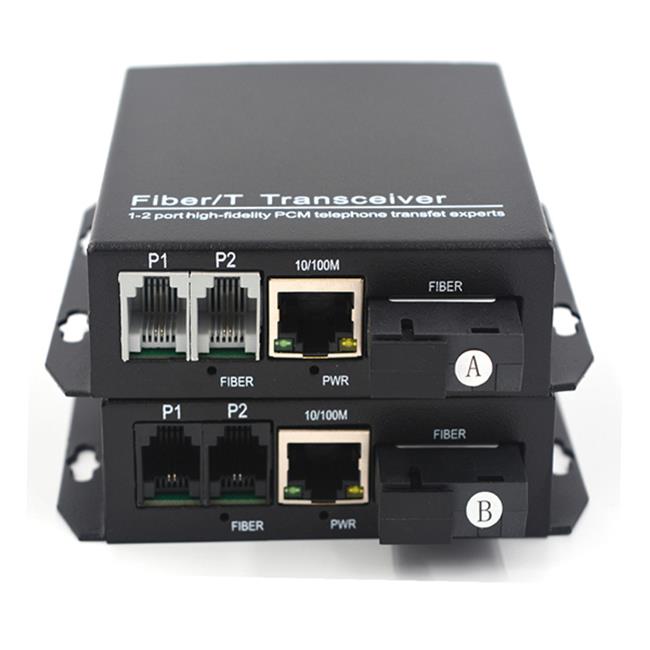 2 channels PCM Voice Telephone over Fiber Optic with 10/100Mbps Ethernet Extender