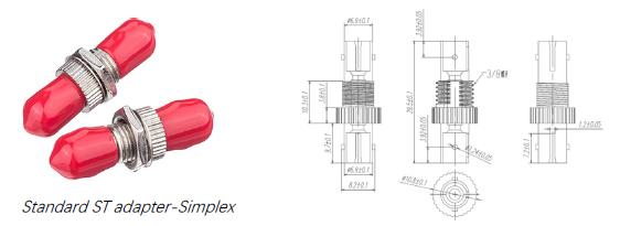 ST to ST Fiber Optic Adapter Simplex Draw