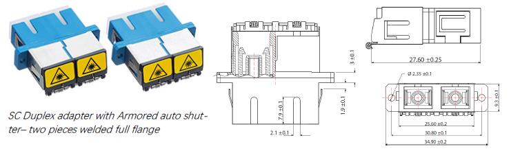 sc duplex adapter with armored auto shutter